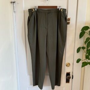 Vintage NWT Allison Daley Olive Green Straight Leg Pleated Dress Pants 22W